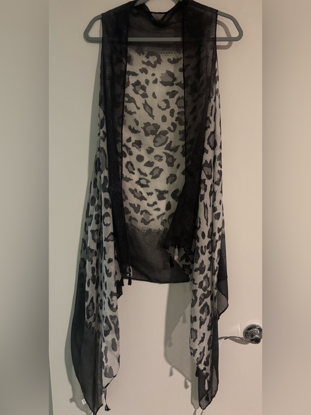 Sheer Leopard Print Cardigan - Black